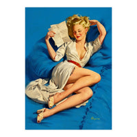 Pinup Sexy Girl Reading A Love Letter (Print Only)