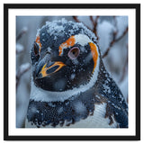 Penguin In Snow Falling Close Up Portrait thumbnail