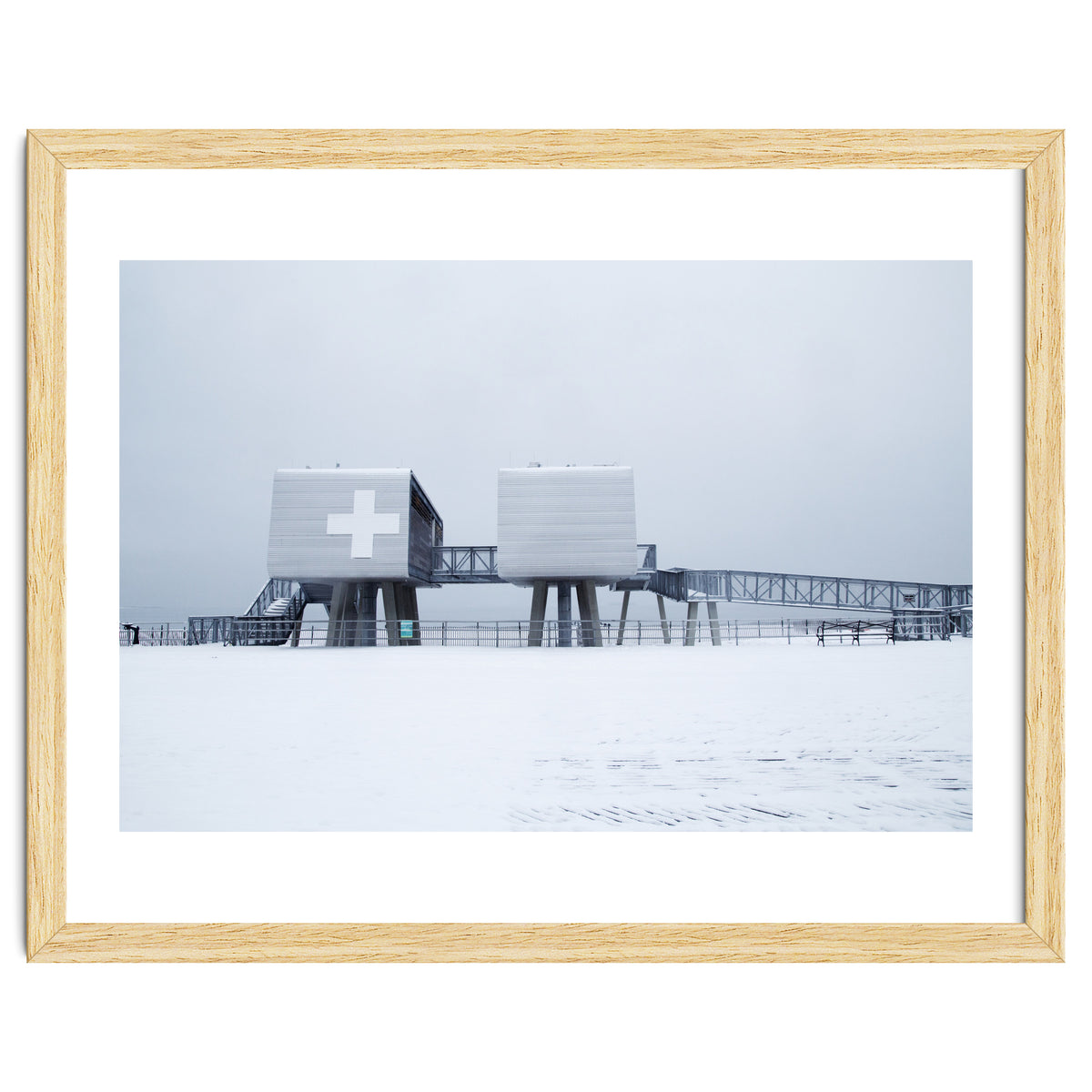 First aid house in the winter seascape