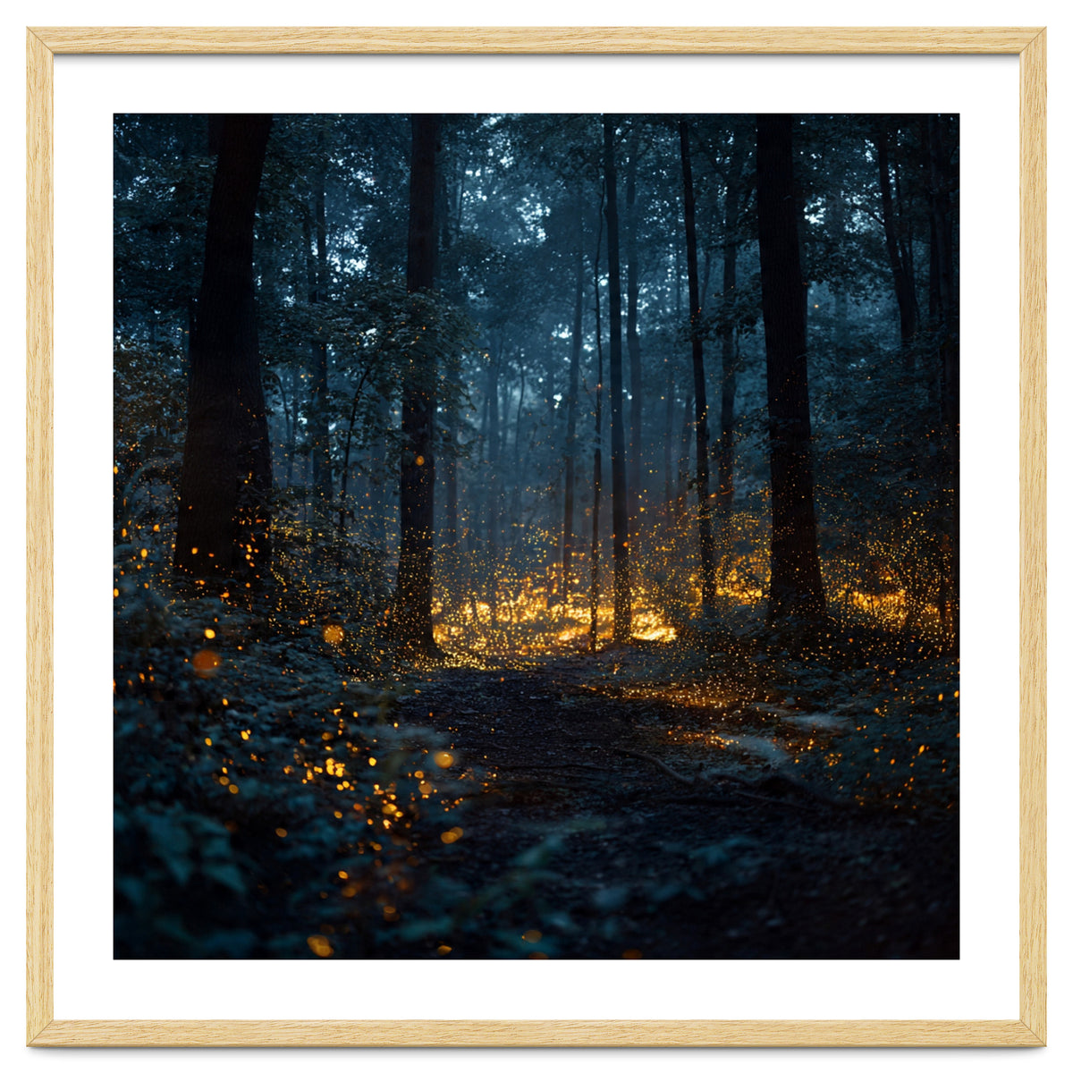 Enchanted Midnight Forest with Glowing Fireflies