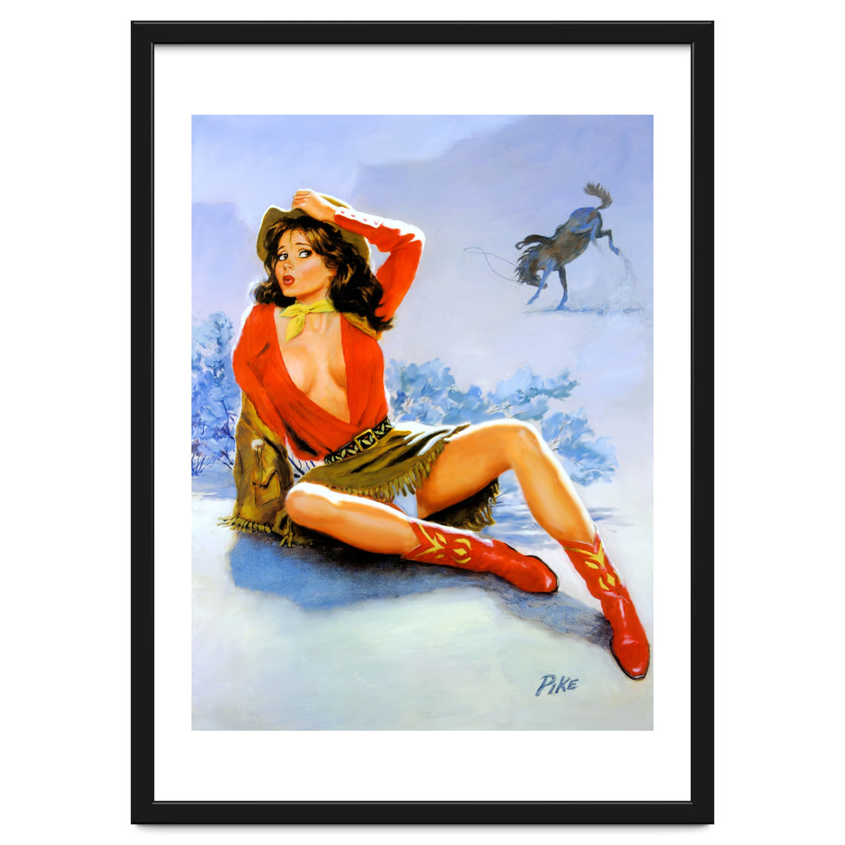 Pinup Girl Fell From A Wild Horse