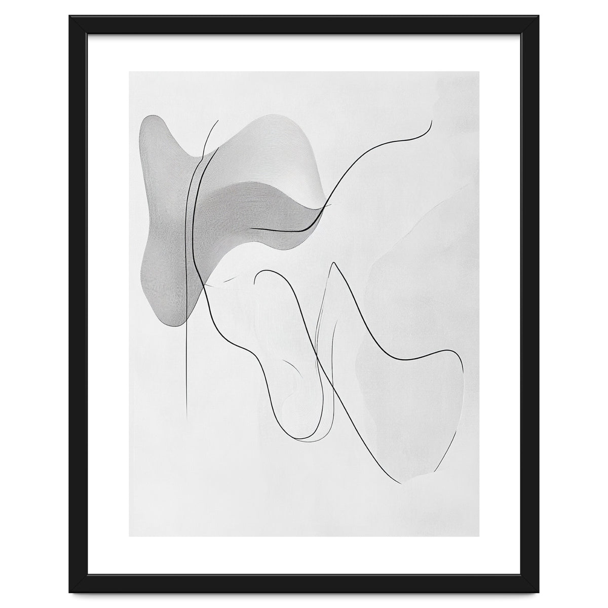 Abstract Black And White Flowing Lines And Shapes