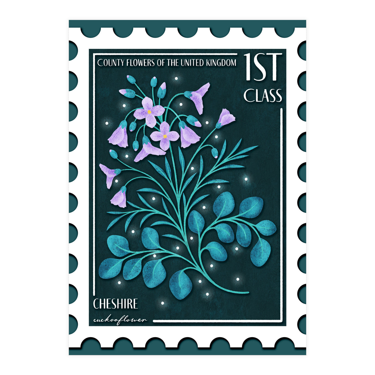 The Cheshire Cuckooflower Postage Stamp (Print Only)