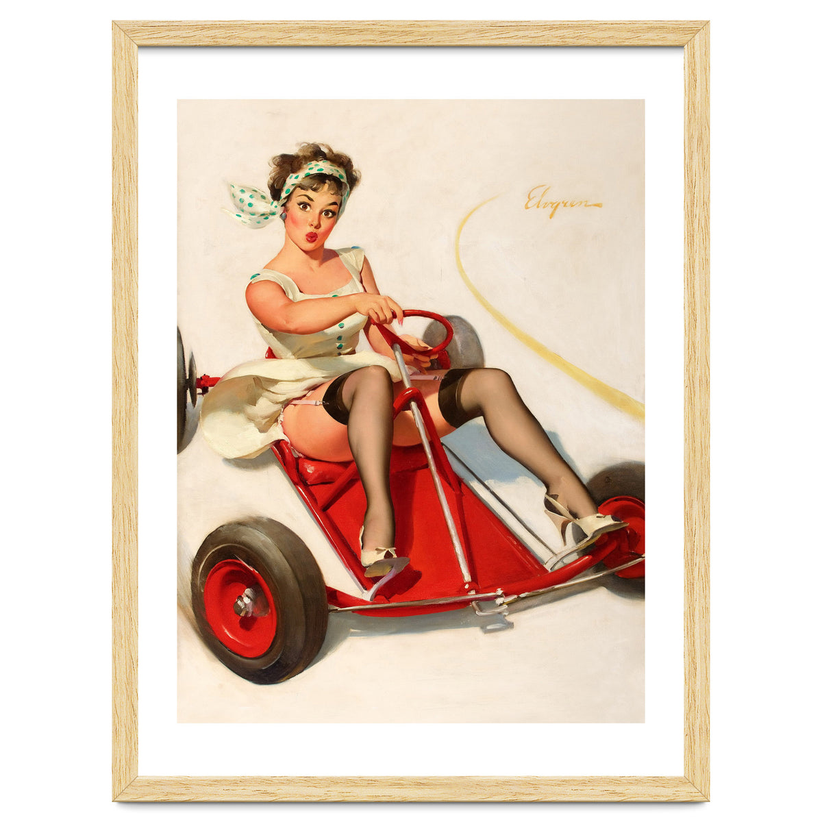 Pinup Sexy Girl On A Go Cart Car