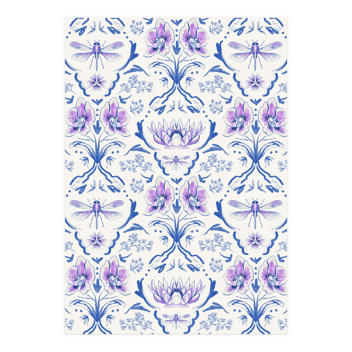 Bohemian Garden Blue Pattern (Print Only)