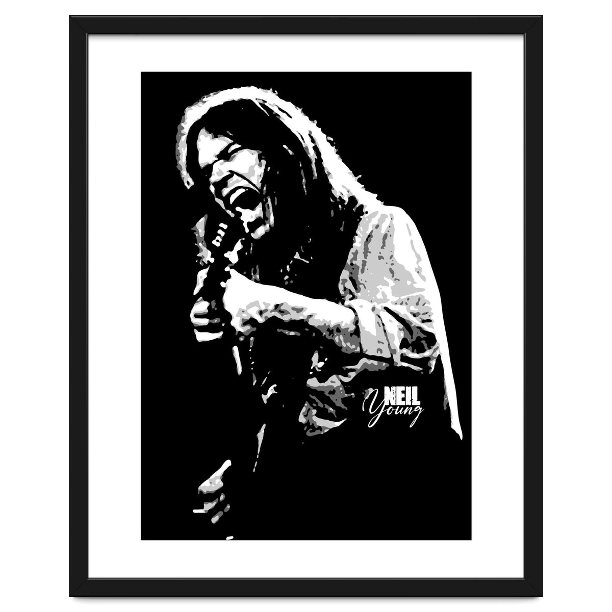 Neil Young Musician Legend in Grayscale 2