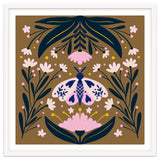 Pink Moth with Flowers on a brown background thumbnail
