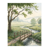 The Quiet Crossing: A Peaceful Meadow Bridge (Print Only) thumbnail
