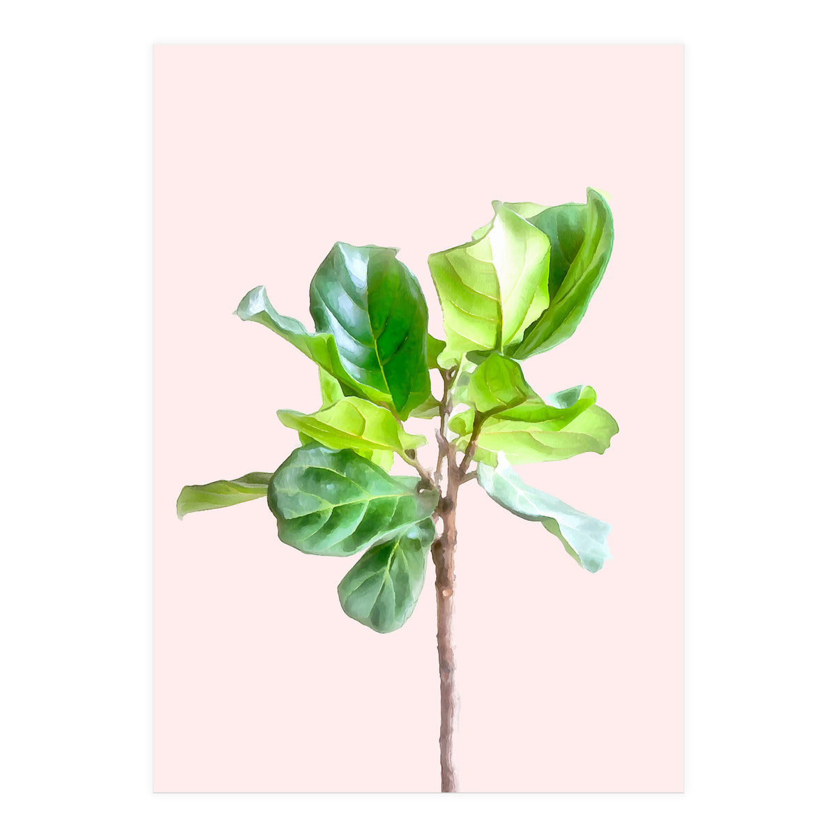Intimate Energy, Blush Pastel Botanical Plant Minimal Painting, Pink Green Nature (Print Only)