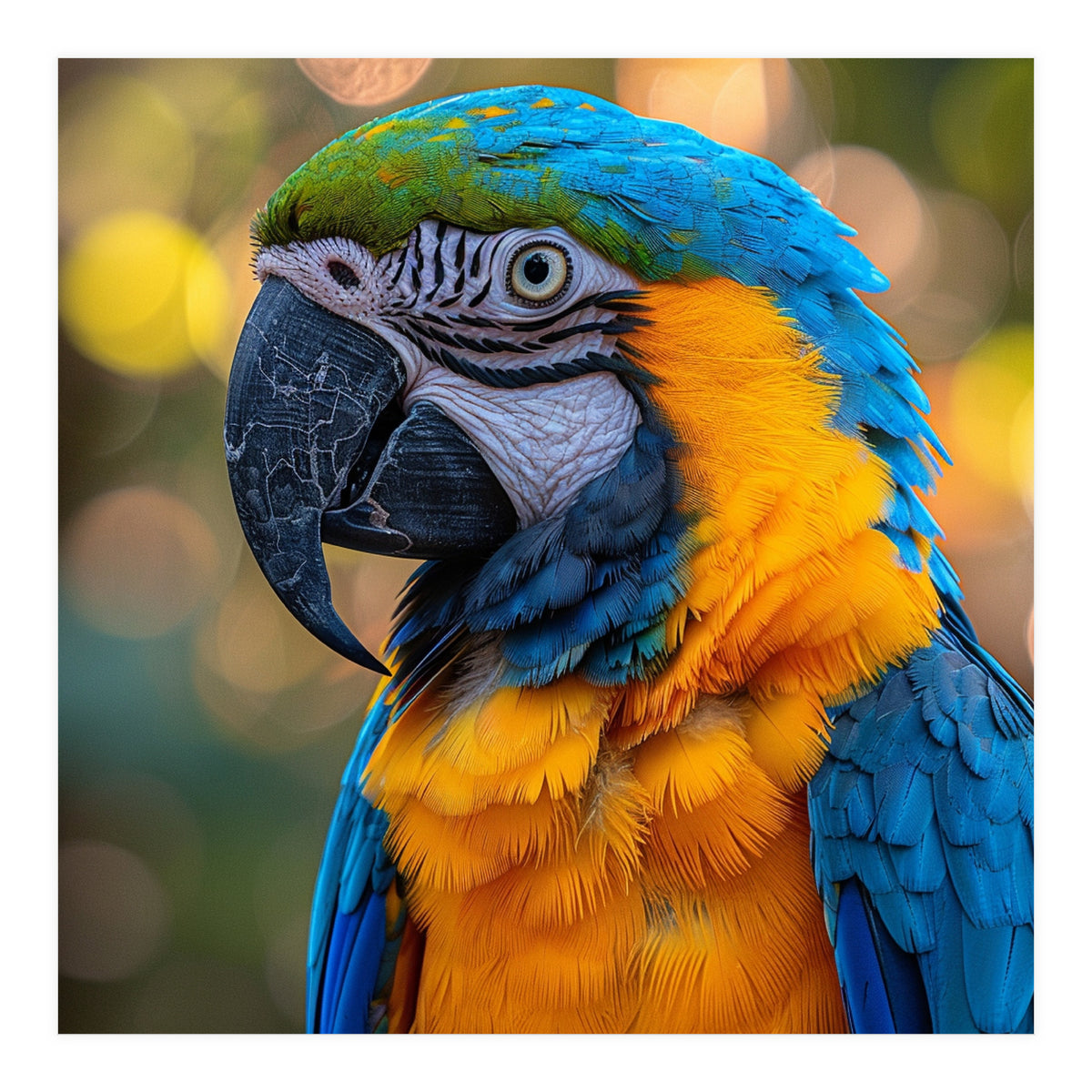 Blue And Yellow Macaw Parrot Close Up Detailed Shot (Print Only)