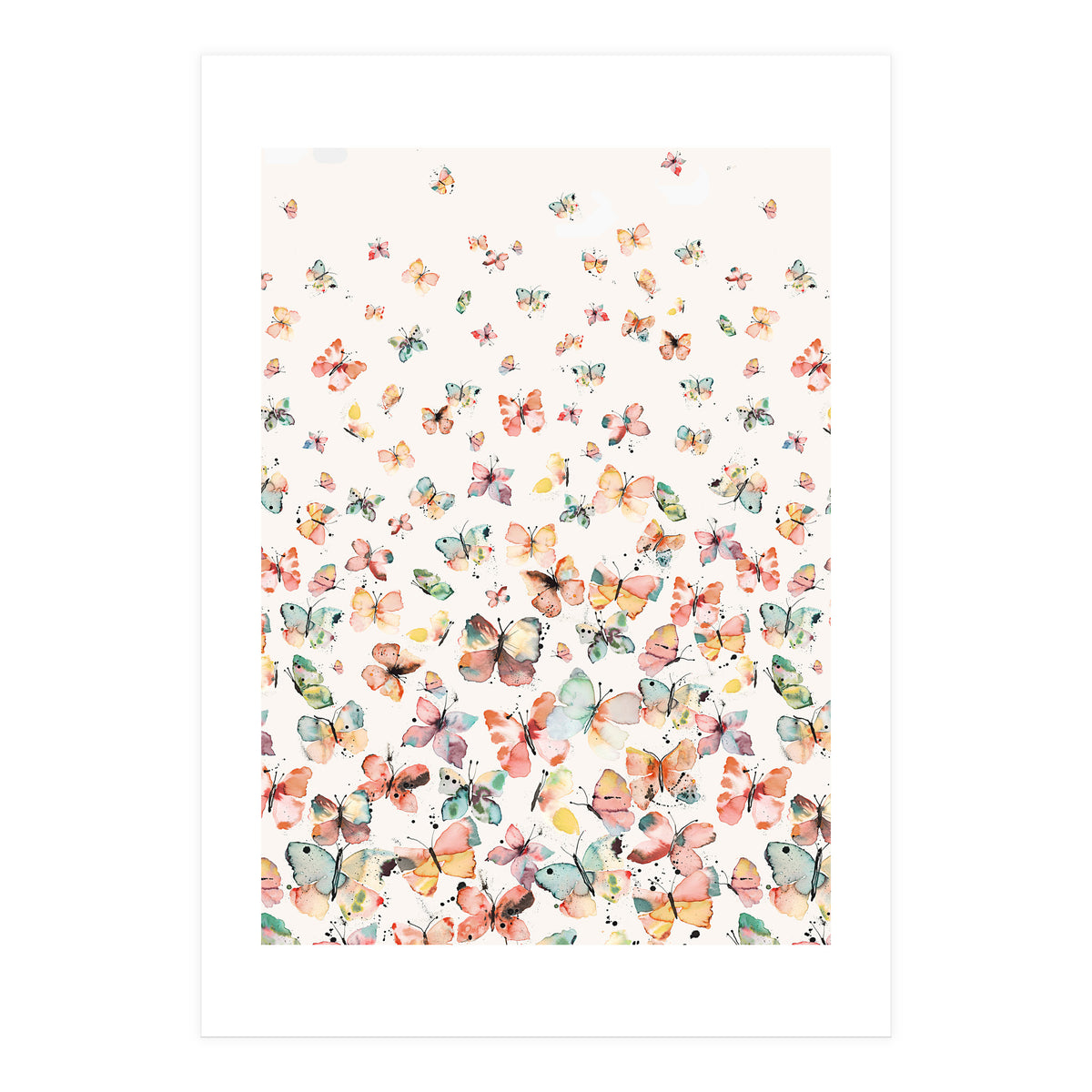 Watercolor Spring Butterflies Apricot (Print Only)