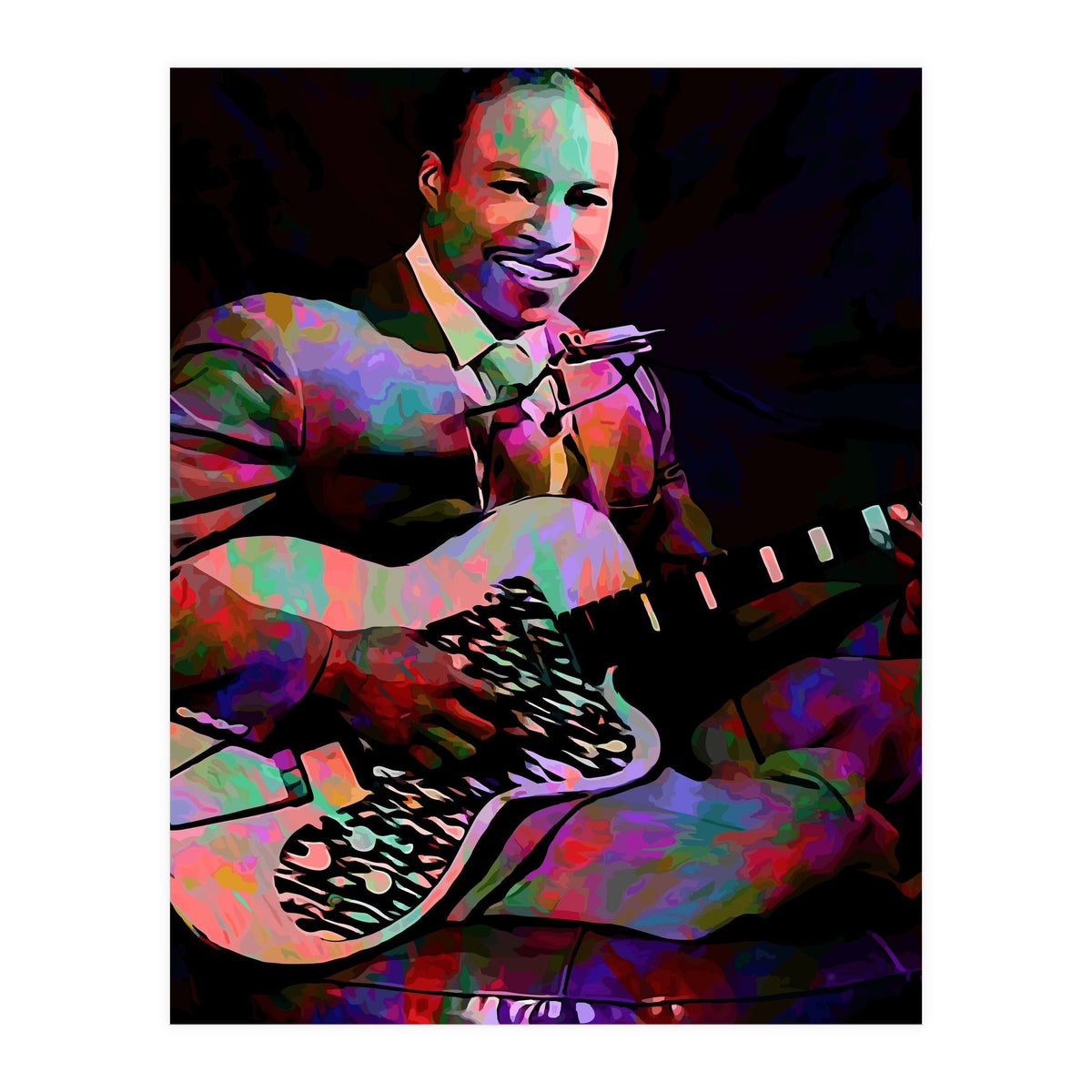 Jimmy Reed American BLues Musician Legend Colorful (Print Only)