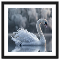 Majestic White Swan Gracefully Floating On Water