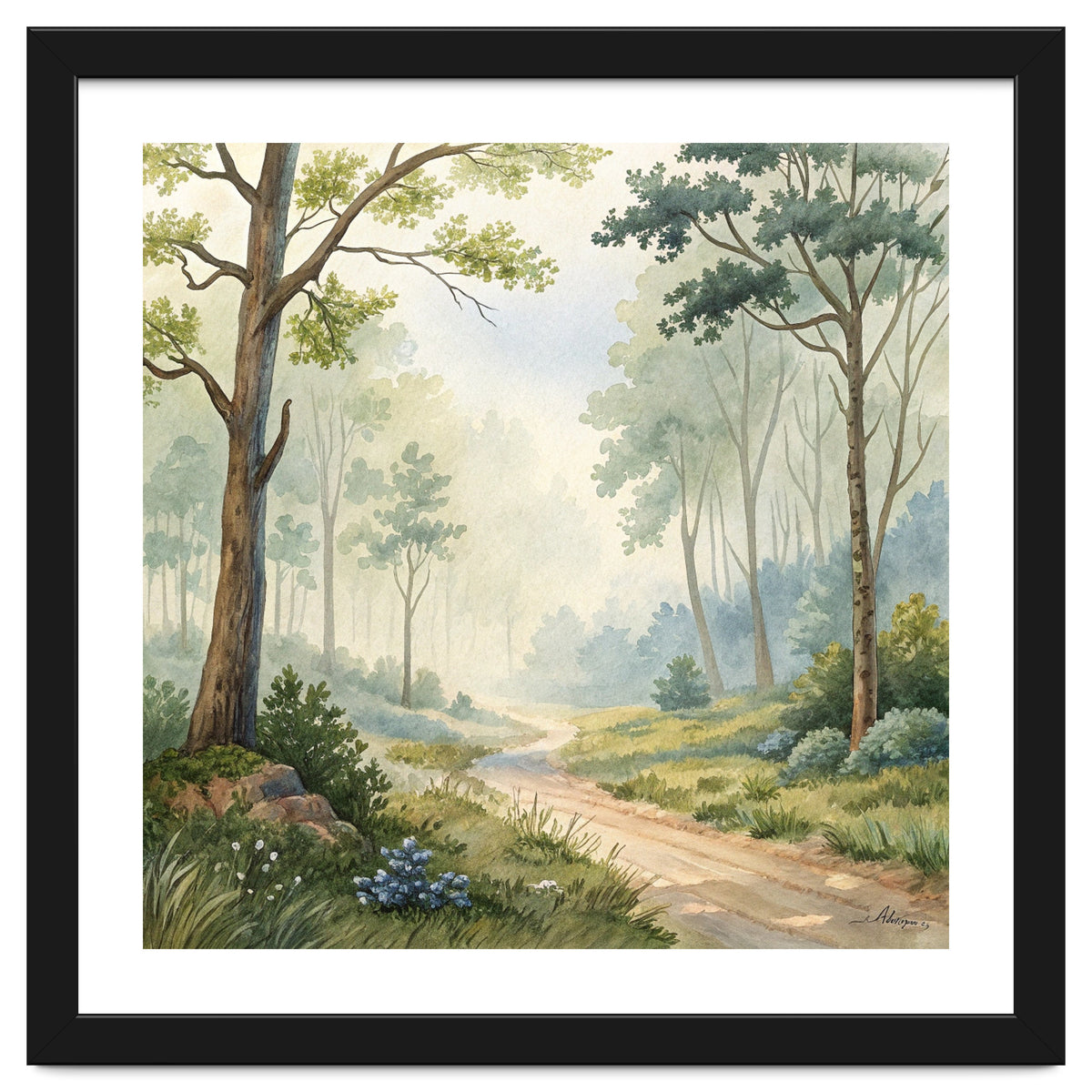 Atmospheric Forest Watercolor Painting