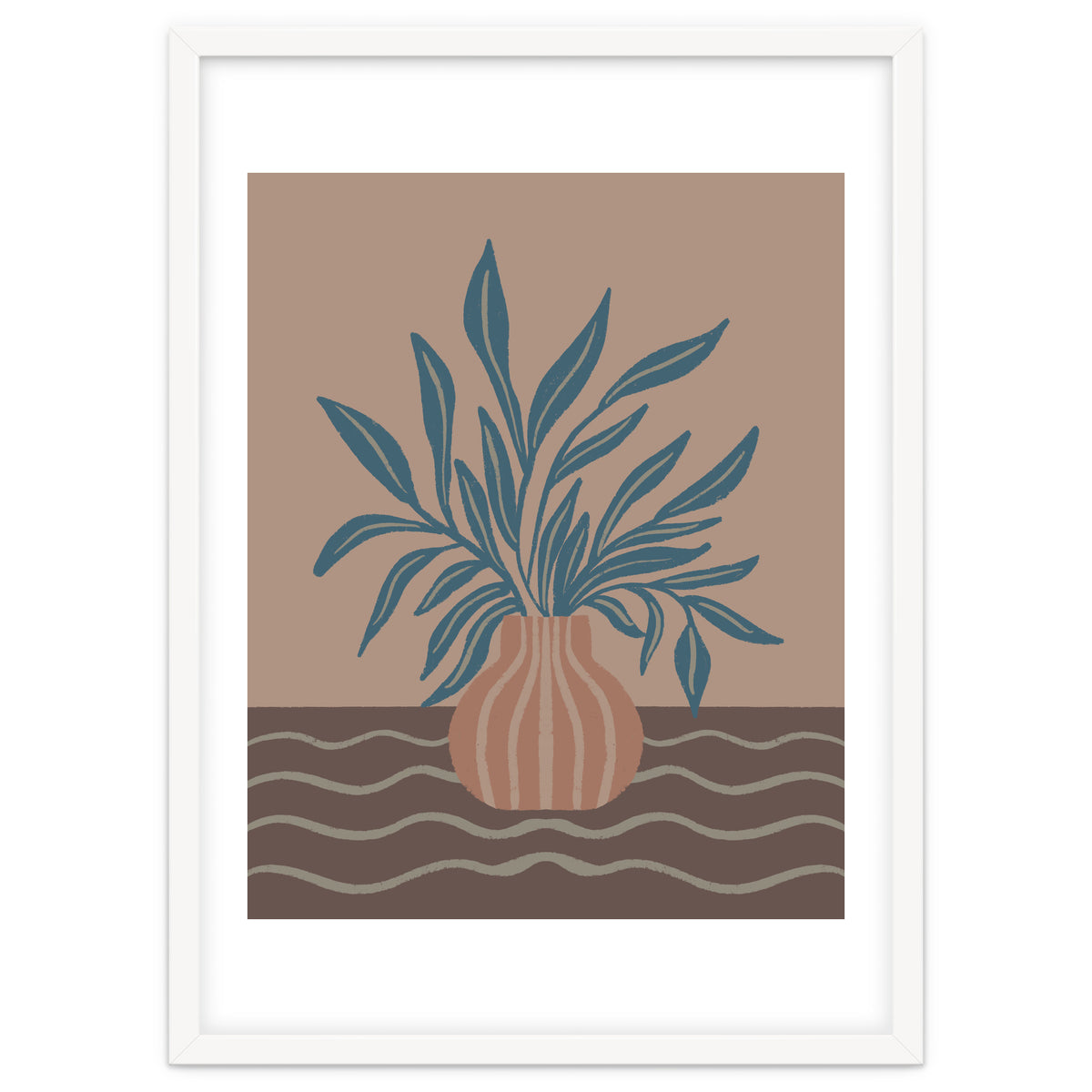 Modern Vase with Tropical Leaves