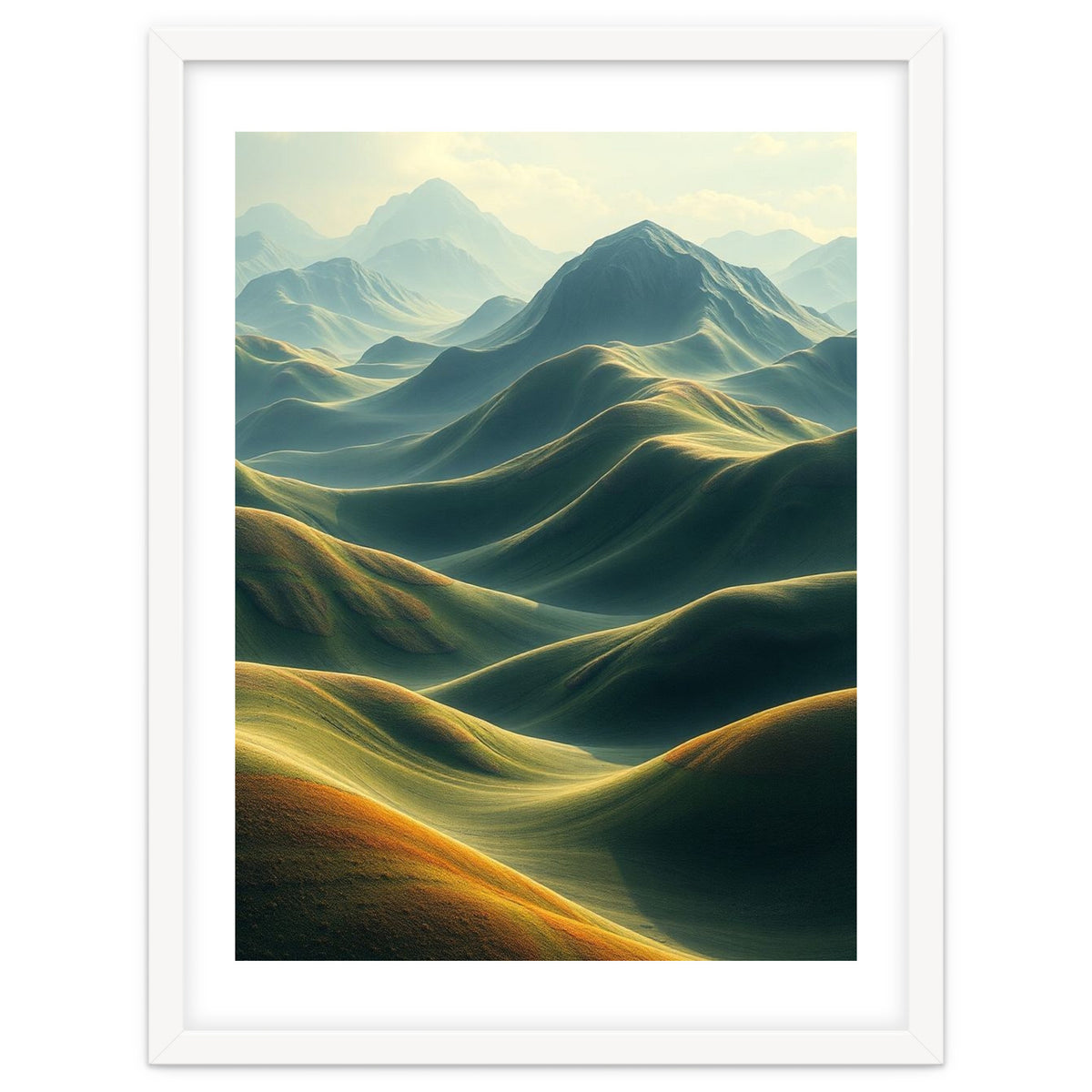 Ethereal Green Mountain Ridges Art