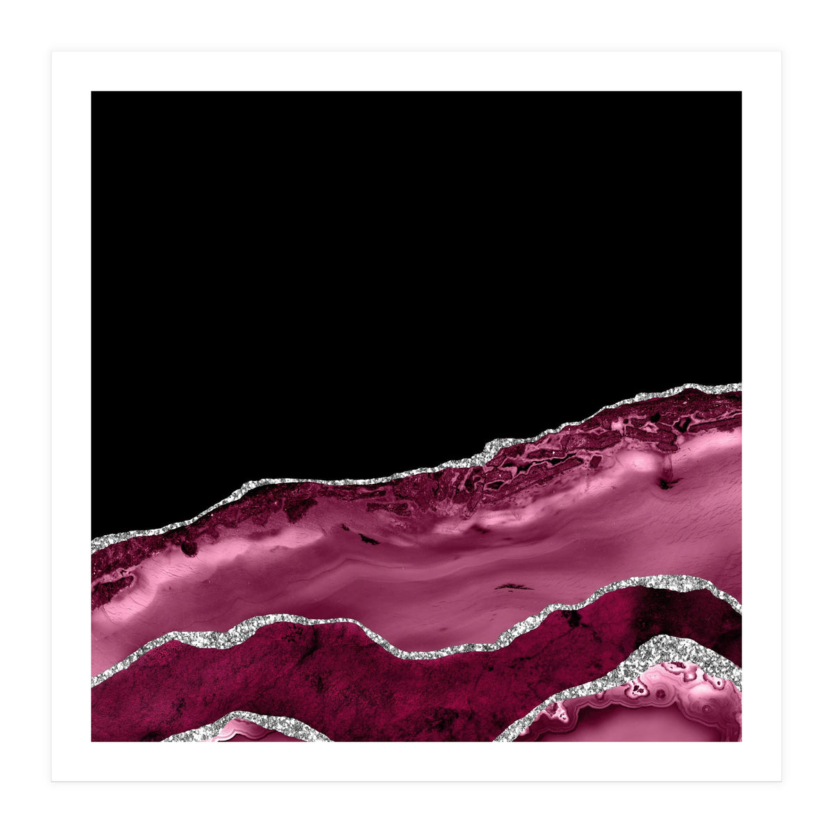 Burgundy & Silver Agate Texture 03 (Print Only)