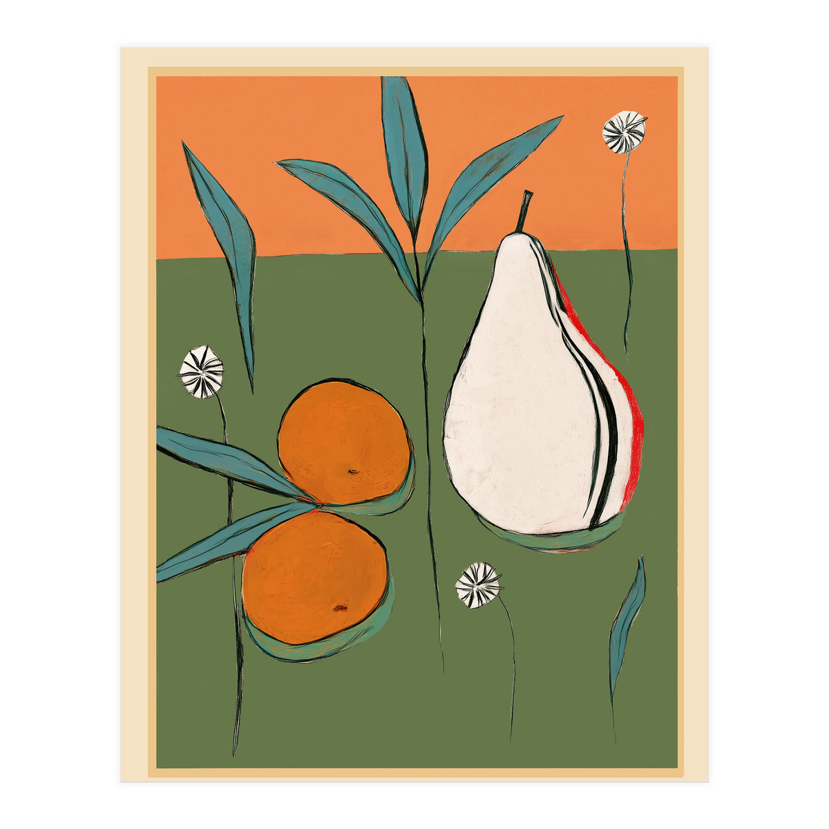 Abstract Pear And Orange Art (Print Only)