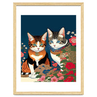 The Perfect Companion, Cute Cats Japanese Pets, Whimsical Animals Cat Vintage Love Friends Together