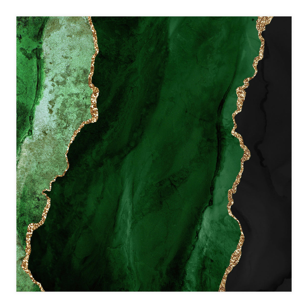 Green & Gold Agate Texture 01  (Print Only)