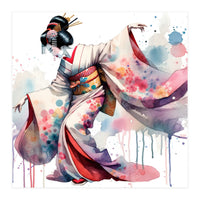 Geisha Dancer With Flowing Kimono (Print Only)
