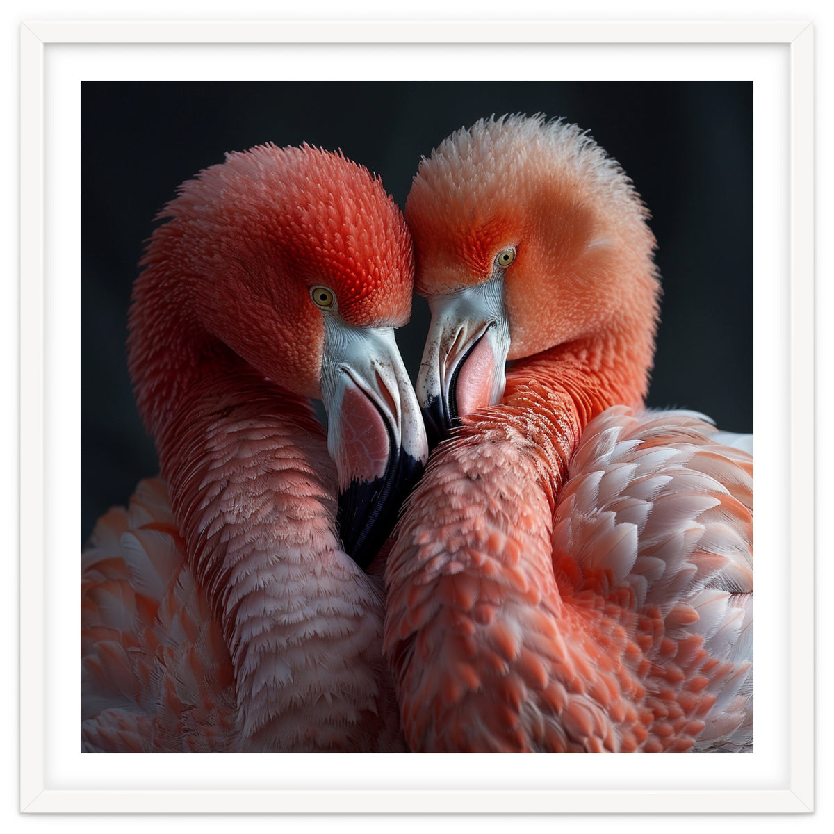 Two Flamingos Together Showing Affection