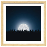 Midnight Serenity: Full Moon Over Forest Silhouettes thumbnail