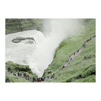 Tourists walking around the waterfall - Iceland  (Print Only)