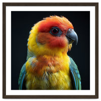Vibrant Sun Conure Parrot Close Up Portrait