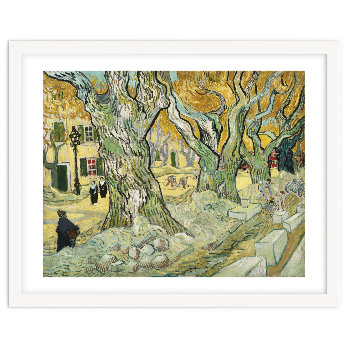 VINCENT VAN GOGH: The Road Menders. Date/Period: 1889. Painting. Oil on canvas.