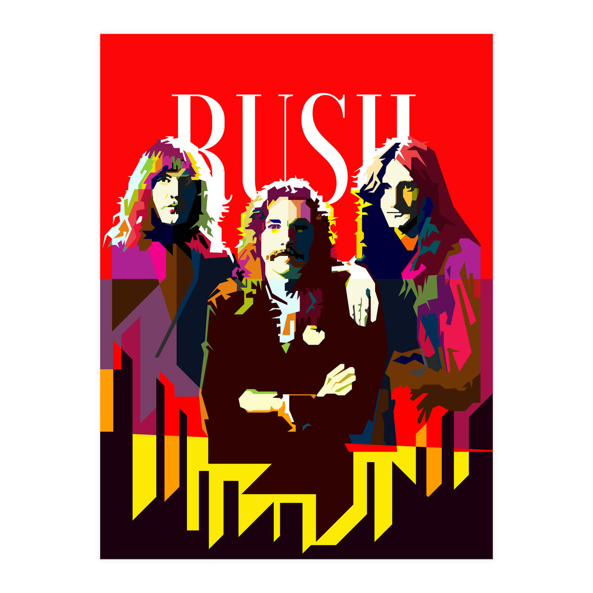 Rush Progressive Rock Pop Art WPAP (Print Only)