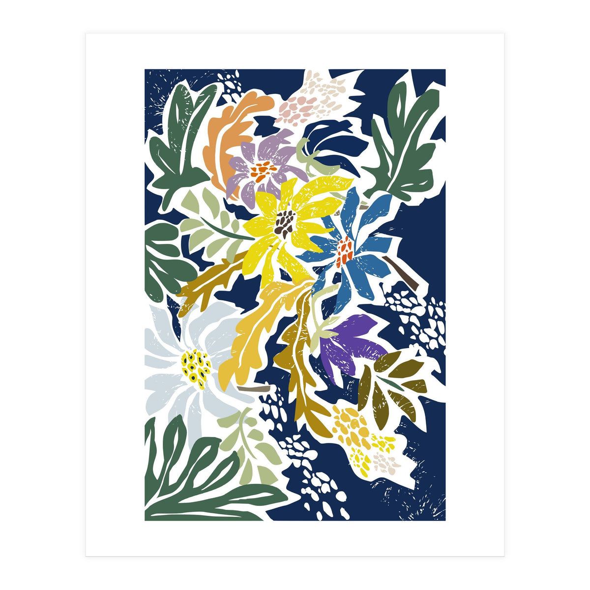 cosmopolitan flowers navy blue (Print Only)