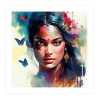 Azure Butterflies Hindu Portrait (Print Only)