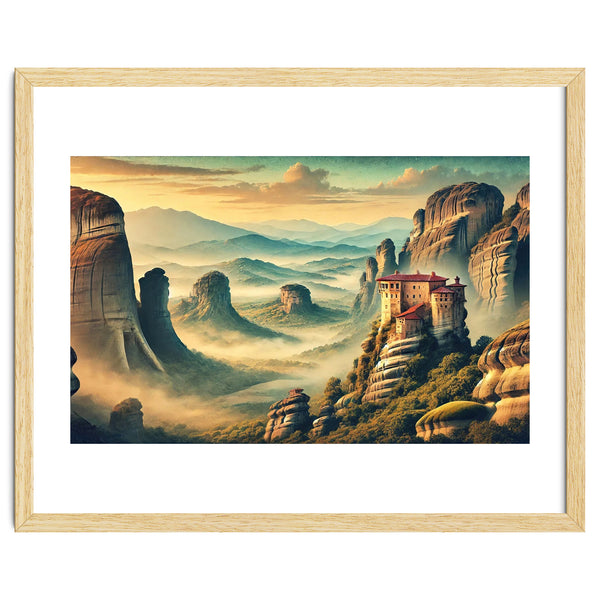 Vintage Greece, Meteora Monasteries Poster