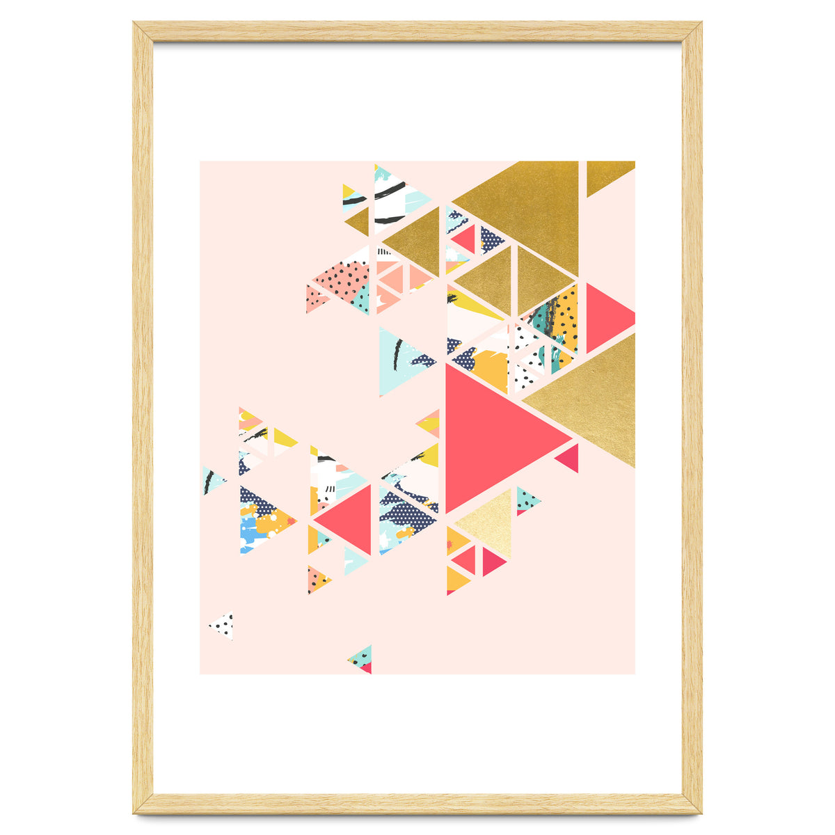Gold Abstraction, Abstract Eclectic Colorful Geometrical, Blush Pastel Metallic Chic Graphic Design