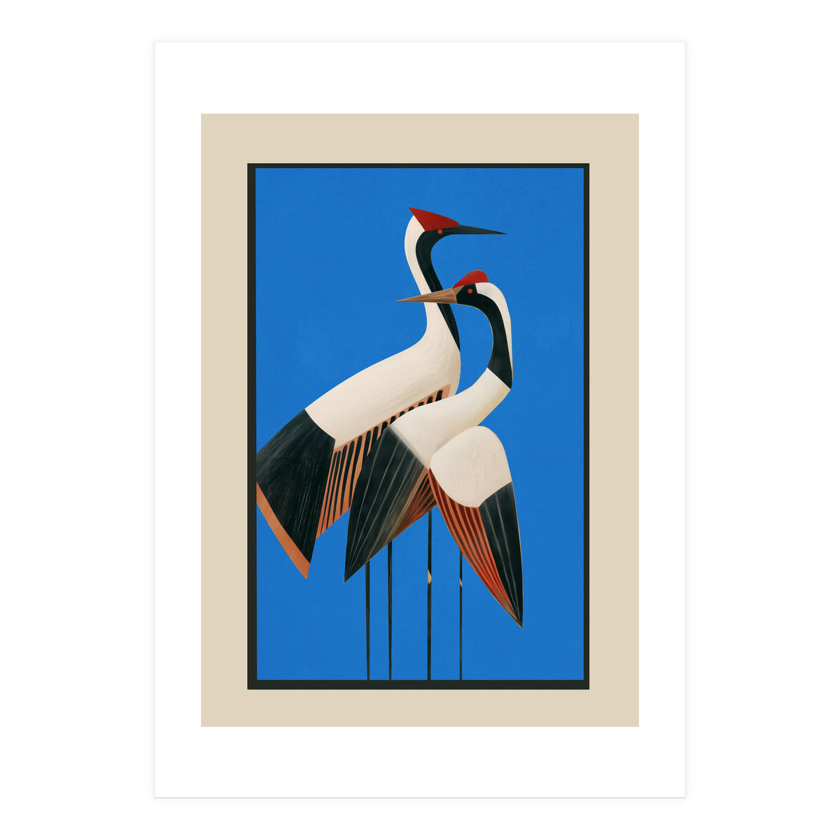 Stillness In Motion Abstract Cranes In Blue (Print Only)