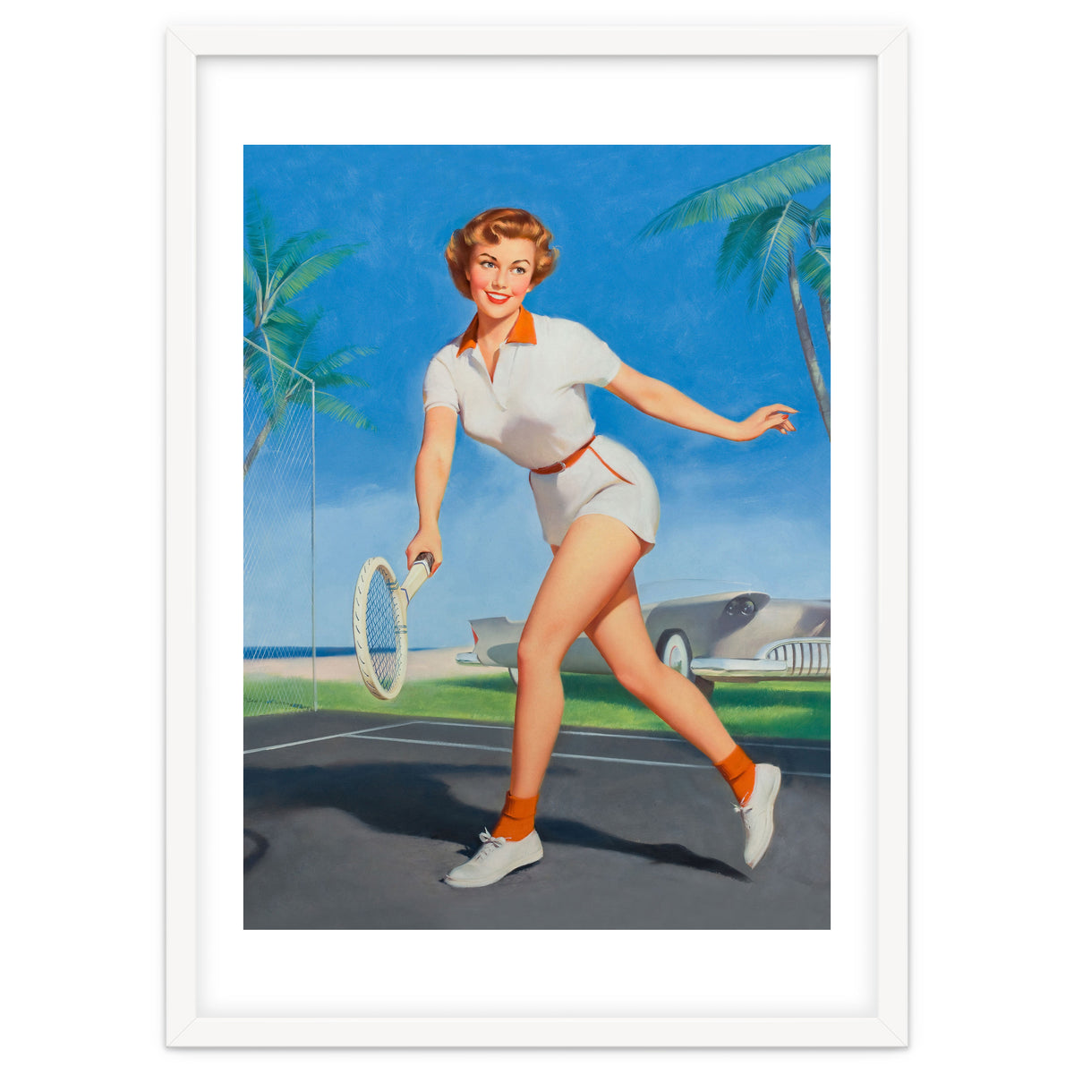 Pinup Girl On The Tennis Course