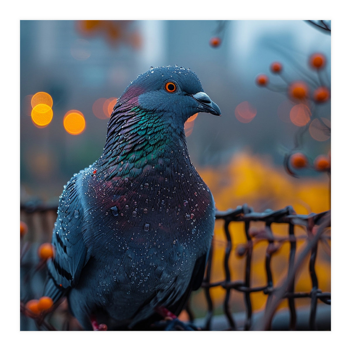 Pigeon With Water Droplets  (Print Only)