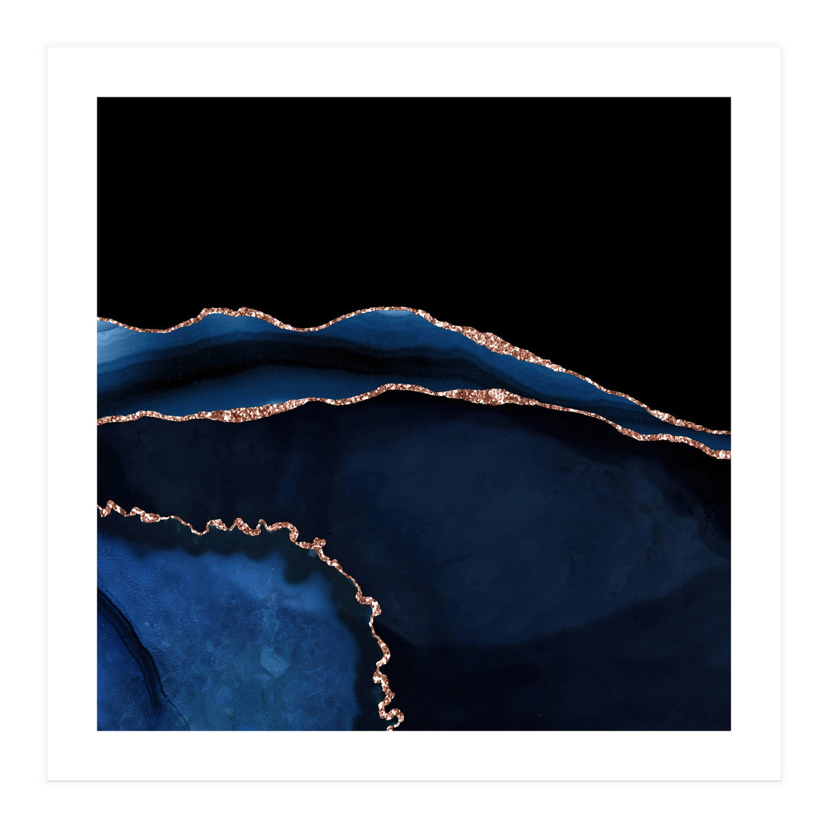 Navy & Rose Gold Agate Texture 05 (Print Only)