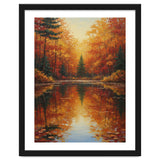 Golden Autumn Reflection: Impasto Forest Landscape thumbnail