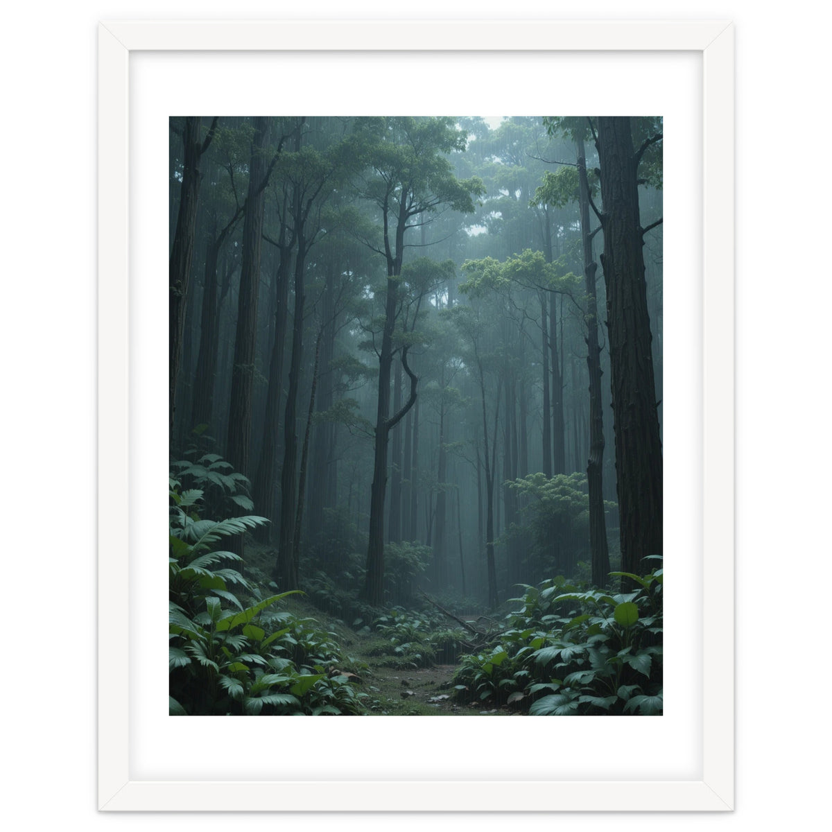 Ethereal Misty Forest in the Rain
