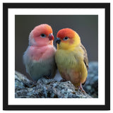 Pair Of Lovebirds Sitting On Rocks thumbnail