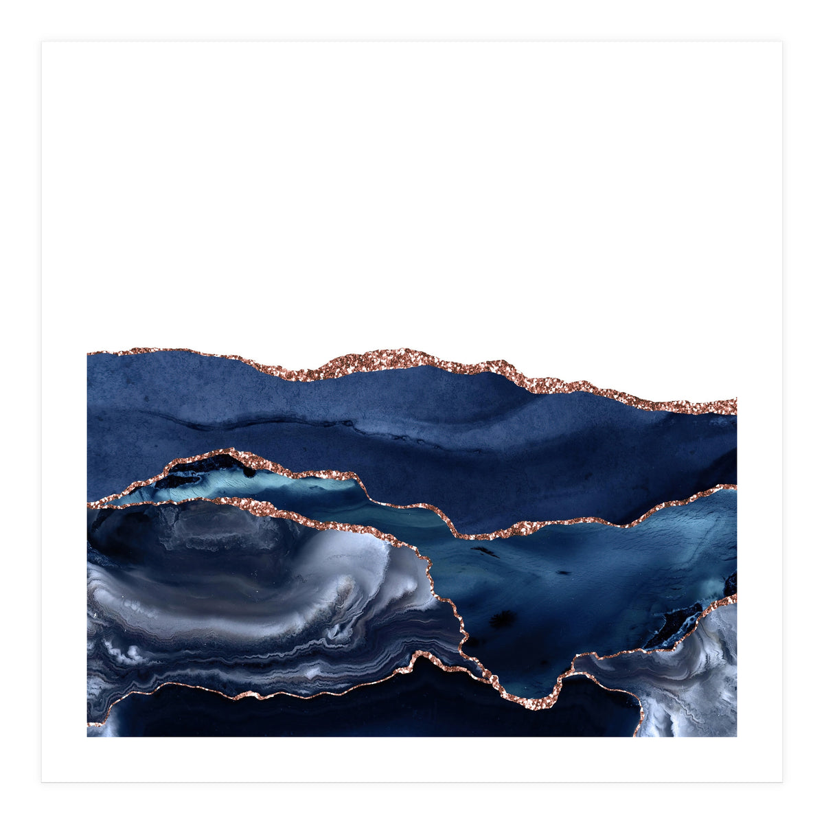 Navy & Rose Gold Agate Texture 21 (Print Only)