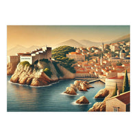 Vintage Croatia, Dubrovnik Coastal Poster (Print Only)