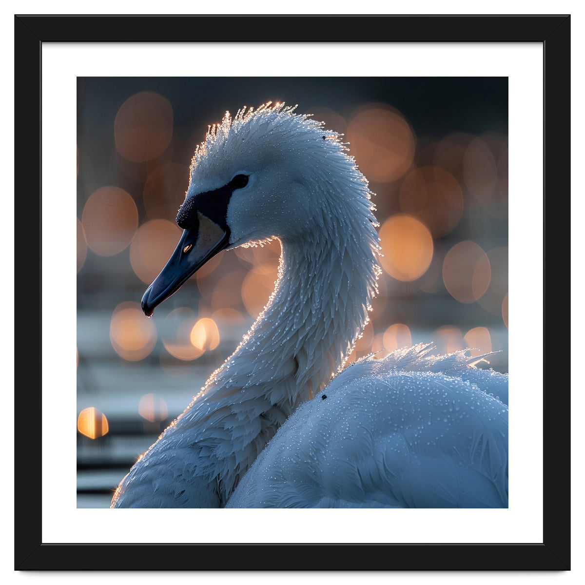 Close-up Shot of a Swan with Water Droplets