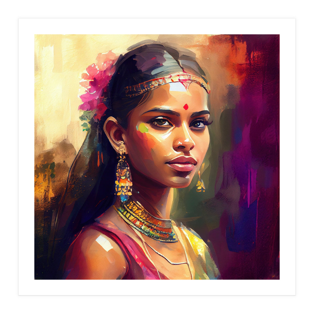 Golden Garland Sinhalese Portrait (Print Only)