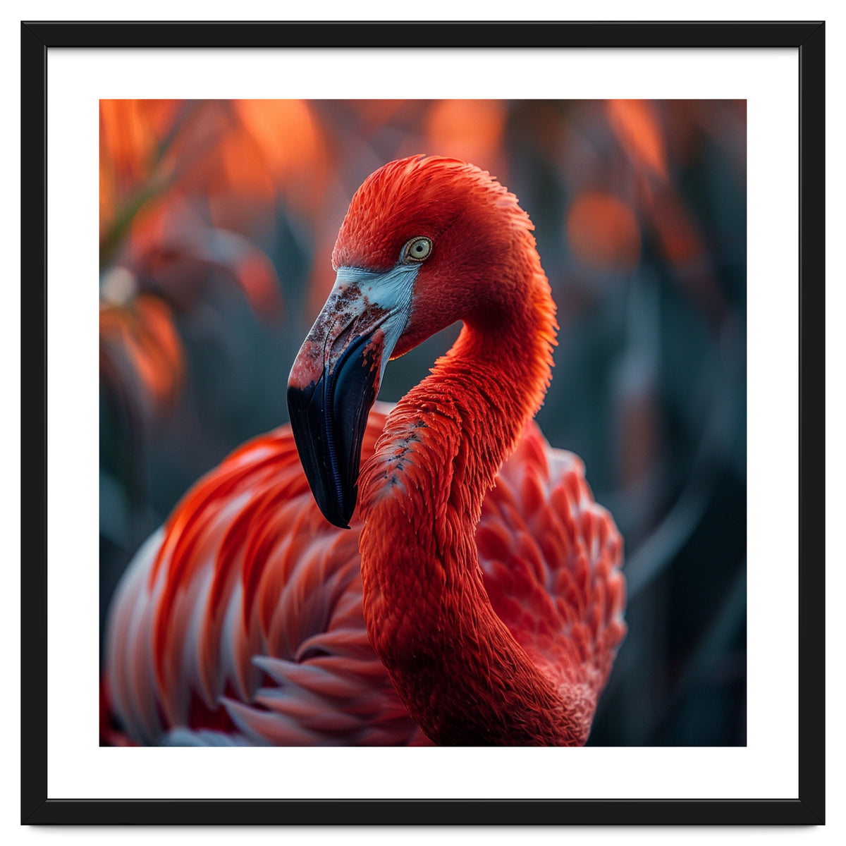 Vibrant Flamingo Close Up Portrait Outdoor Nature