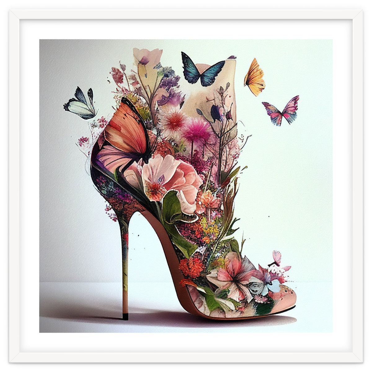 Floral Stiletto With Butterflies
