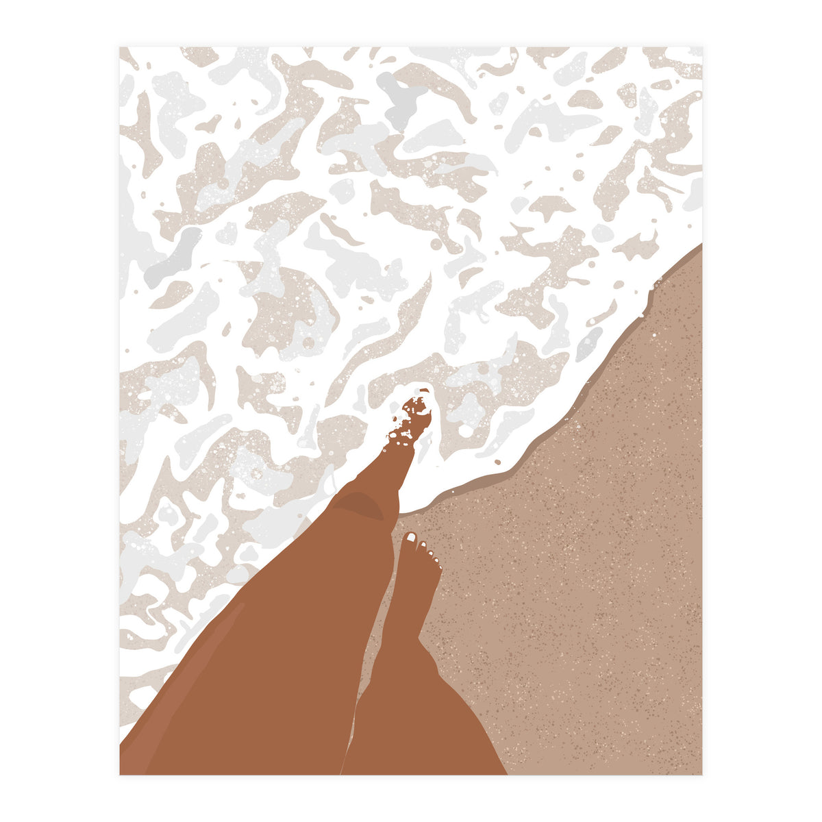 Shorelines, Girl On Ocean Beach, Sea Nature Landscape Travel Summer, Bohemian Black Woman Sand Waves Self Care (Print Only)