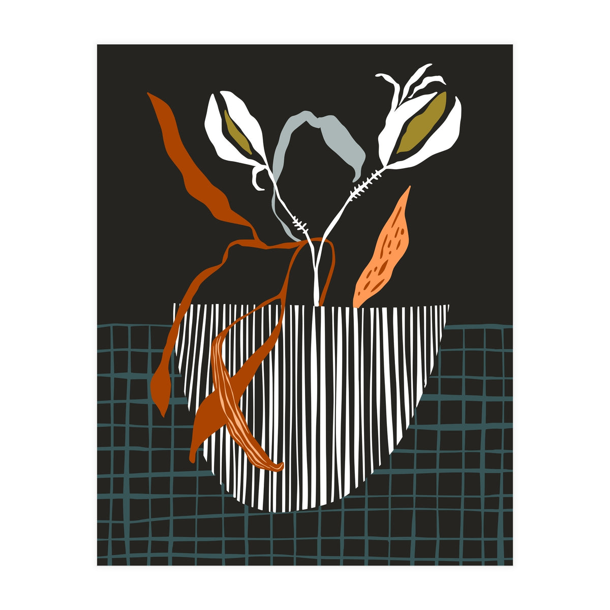 Midcentury plant pot dark (Print Only)